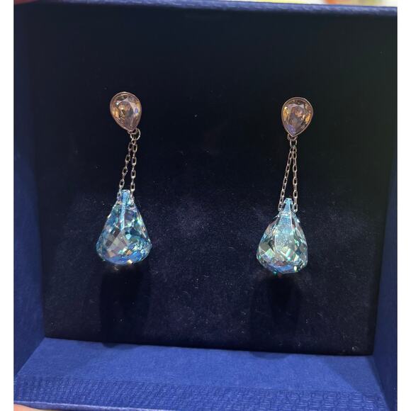 Swarovski crystal earrings blue Lunar PE Drop Lazo Mol 8193294 NWT - Picture 9 of 13